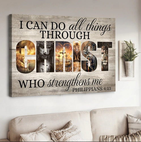 Jesus painting I can do all things through Christ who strengthens me - Matte Canvas