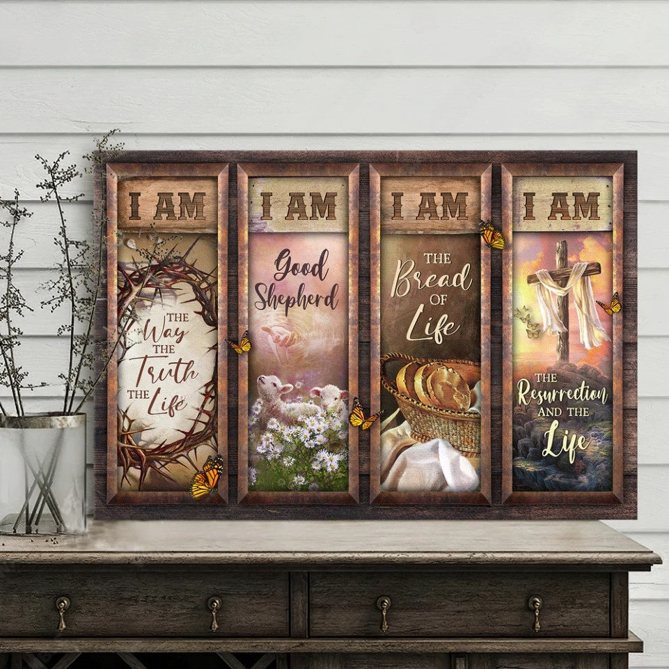 Jesus Crown of thorn Lamb I am the way the truth the life - Matte Canvas
