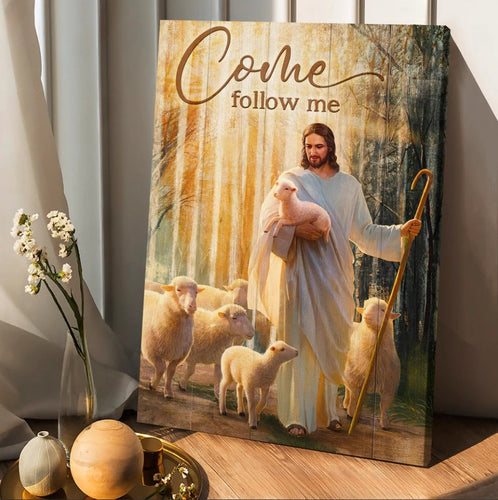Jesus Lambs of God Forest Come follow me - Matte Canvas