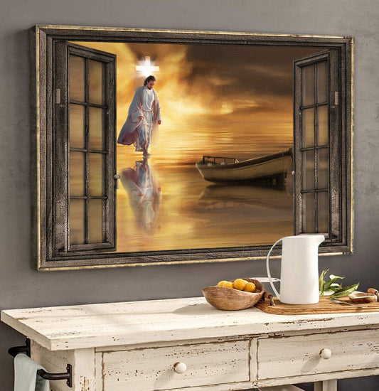 Jesus walks on water Wooden window Halo infinite - Matte Canvas