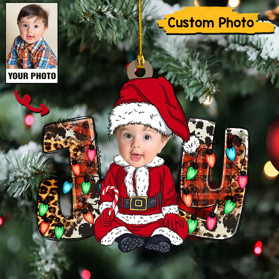 Joy Christmas Custom Santa Baby Photo For Merry Christmas Ornament CTH01