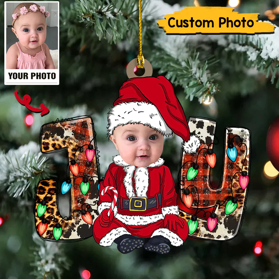 Joy Christmas Custom Santa Baby Photo For Merry Christmas Ornament CTH01