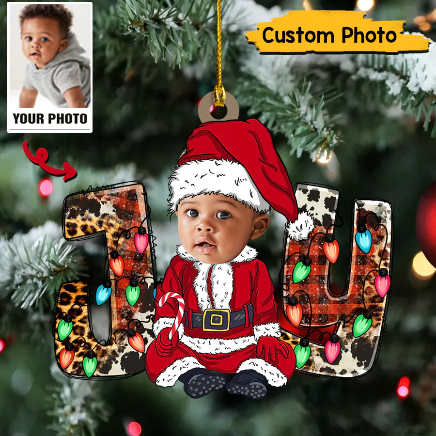 Joy Christmas Custom Santa Baby Photo For Merry Christmas Ornament CTH01