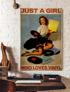 Just A Girl Who Loves Vinyl Canvas And Poster, Wall Decor Visual Art