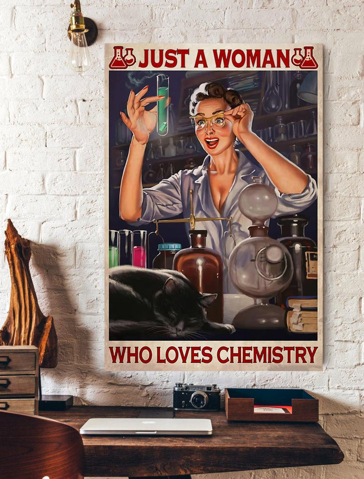 Just A Woman Who Loves Chemistry Canvas And Poster, Wall Decor Visual Art