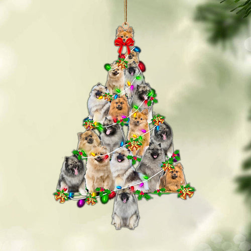 Godmerch- Ornament- Keeshond-Christmas Tree Lights-Two Sided Ornament, Happy Christmas Ornament, Car Ornament