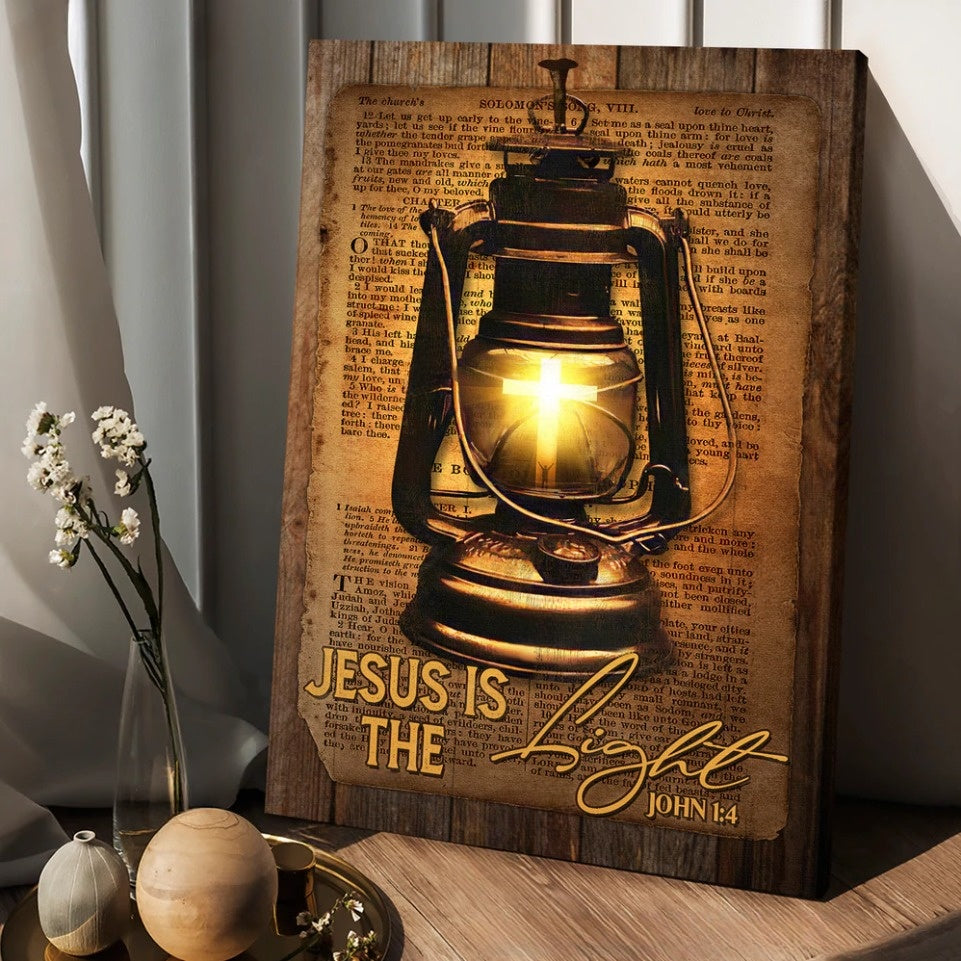 Kerosene lamp Light cross Jesus is the light - Matte Canvas