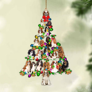 Ornament- King Charles Spaniel-Christmas Tree Lights-Two Sided Ornament, Christmas Ornament, Car Ornament