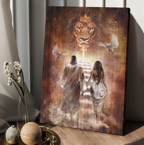 Beautiful girl walking with Jesus - Matte Canvas