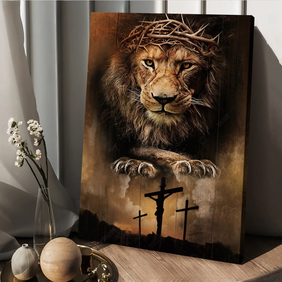 King of kings, Lord of Lords, Lion Crown of thorn - Matte Canvas