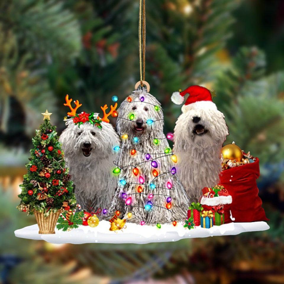 Godmerch- Ornament- Komondor-Christmas Dog Friends Hanging Ornament, Happy Christmas Ornament, Car Ornament
