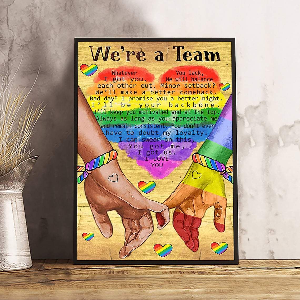 LGBT Wall Art, We're A Team Canvas And Poster, Wall Decor Visual Art