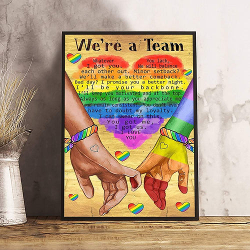 LGBT Wall Art, We're A Team Canvas And Poster, Wall Decor Visual Art