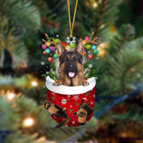 Long Haired German Shepherd-In Christmas Pocket Two Sides Ornament, Christmas Dog Hanging Ornament