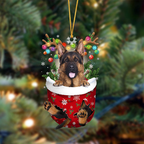 Godmerch- LONG HAIRED German Shepherd-In Christmas Pocket Two Sides Ornament, Christmas Ornament, Car Ornament