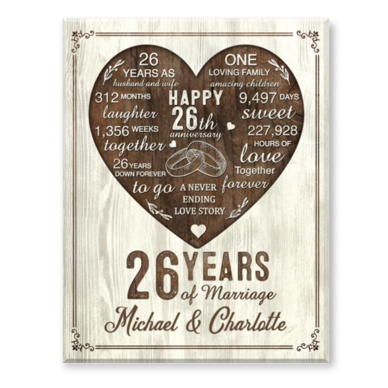 26th Year Anniversary Gift, 26th Wedding Anniversary Gift For Husband, 26 Year Anniversary Gift For Wife