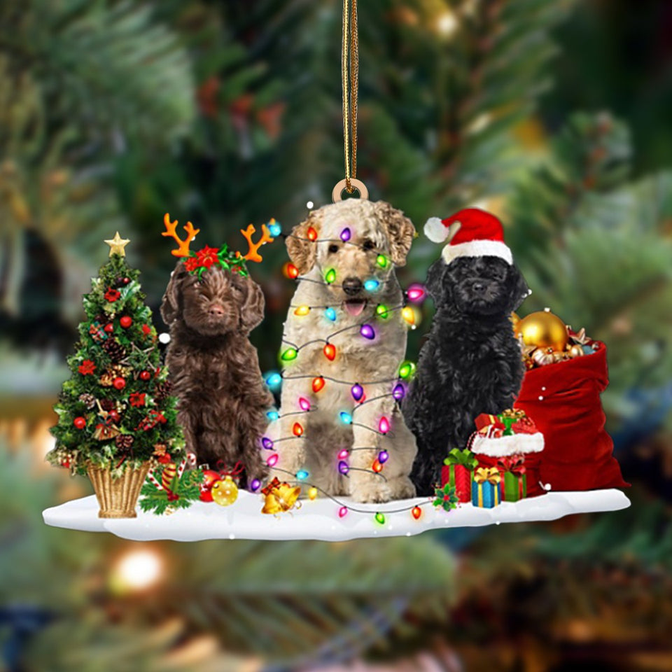 Godmerch- Ornament- Labradoodle-Christmas Dog Friends Hanging Ornament, Happy Christmas Ornament, Car Ornament