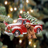 Godmerch- Ornament- Labradoodle 3-Cardinal & Truck Two Sided Ornament, Happy Christmas Ornament, Car Ornament
