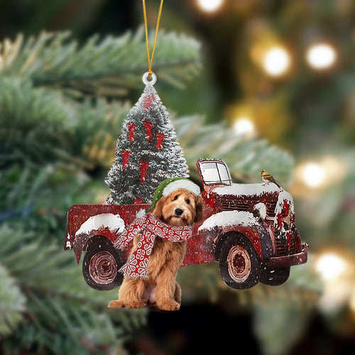Godmerch- Ornament- Labradoodle 3-Christmas Truck Two Sided Ornament, Happy Christmas Ornament, Car Ornament