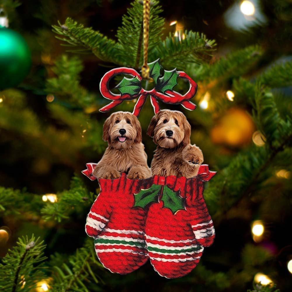 Labradoodle Inside Your Gloves Christmas Holiday-Two Sided Ornament, Christmas Ornament, Car Ornament