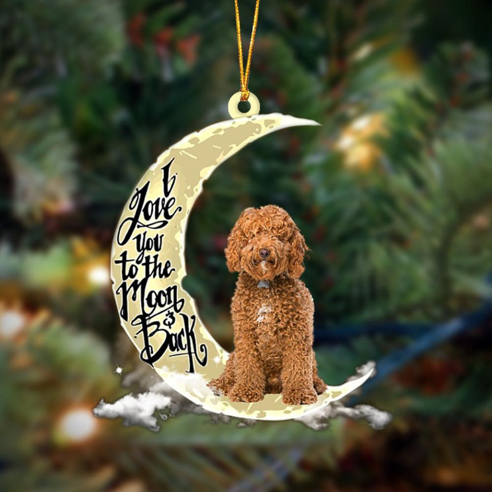 Godmerch- Labradoodle I Love You To The Moon And Back Hanging Ornament Dog Ornament, Car Ornament, Christmas Ornament