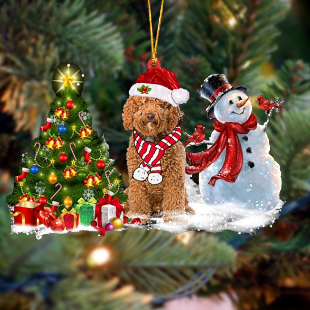 Godmerch- Ornament- Labradoodle Christmas Snow Hanging Ornament Dog Ornament, Car Ornament, Christmas Ornament