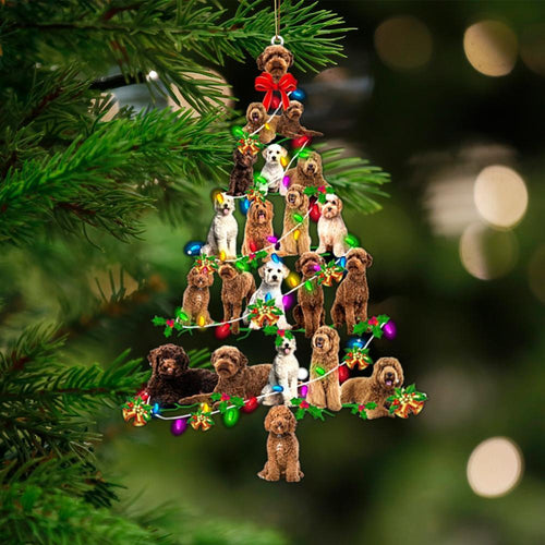 Labradoodle-Christmas Tree Lights-Two Sided Ornament