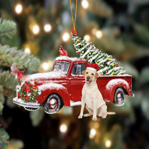 Godmerch- Ornament- Labrador-Cardinal & Truck Two Sided Ornament, Happy Christmas Ornament, Car Ornament