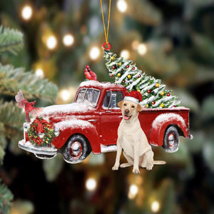 Godmerch- Ornament- Labrador-Cardinal & Truck Two Sided Ornament, Happy Christmas Ornament, Car Ornament