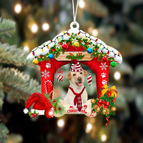 Godmerch- Ornament- Labrador-Christmas House Two Sided Ornament, Happy Christmas Ornament, Car Ornament