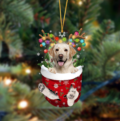 Godmerch- Ornament- Labrador-In Christmas Pocket Two Sides Ornament, Happy Christmas Ornament, Car Ornament