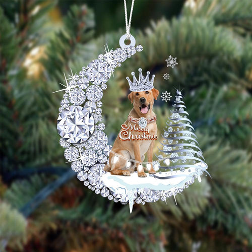 Yellow Labrador Retriever Diamond Moon Merry Christmas Ornament Dog Ornament