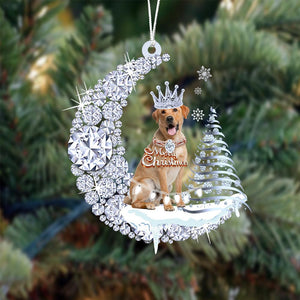 Yellow Labrador Retriever Diamond Moon Merry Christmas Ornament Dog Ornament