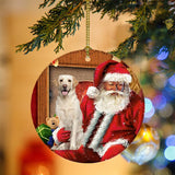 Ornament- Labrador Retriever With Santa Christmas Ornament, Happy Christmas Ornament, Car Ornament