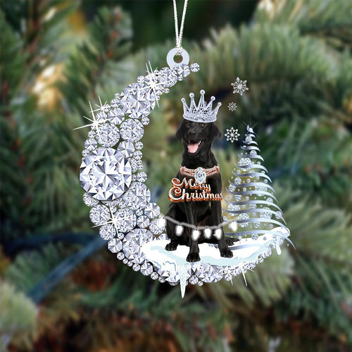 Black Labrador Retriever Diamond Moon Merry Christmas Ornament Christmas Gifts