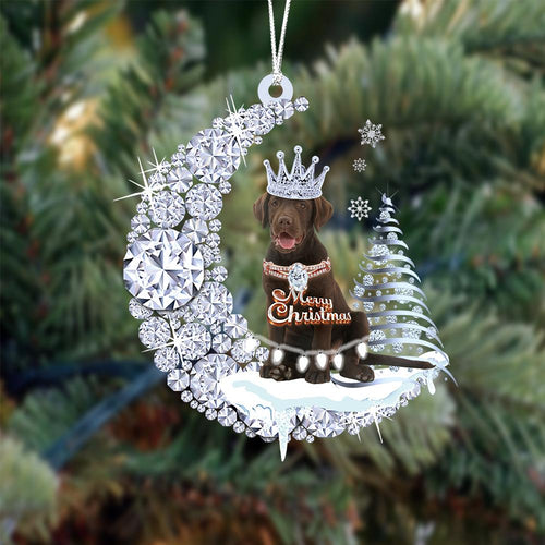 Chocolate Labrador Retriever Diamond Moon Merry Christmas Ornament Christmas Gifts