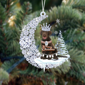 Chocolate Labrador Retriever Diamond Moon Merry Christmas Ornament Christmas Gifts