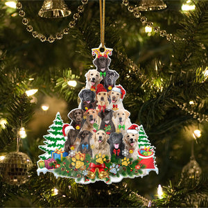 Ornament- Labrador Full The Christmas Tree-Two Sided Ornament, Happy Christmas Ornament, Car Ornament
