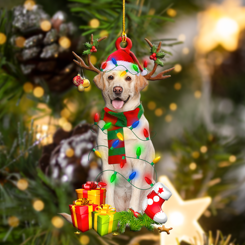 Godmerch- Ornament- Labrador Christmas Shape Ornament, Happy Christmas Ornament, Car Ornament