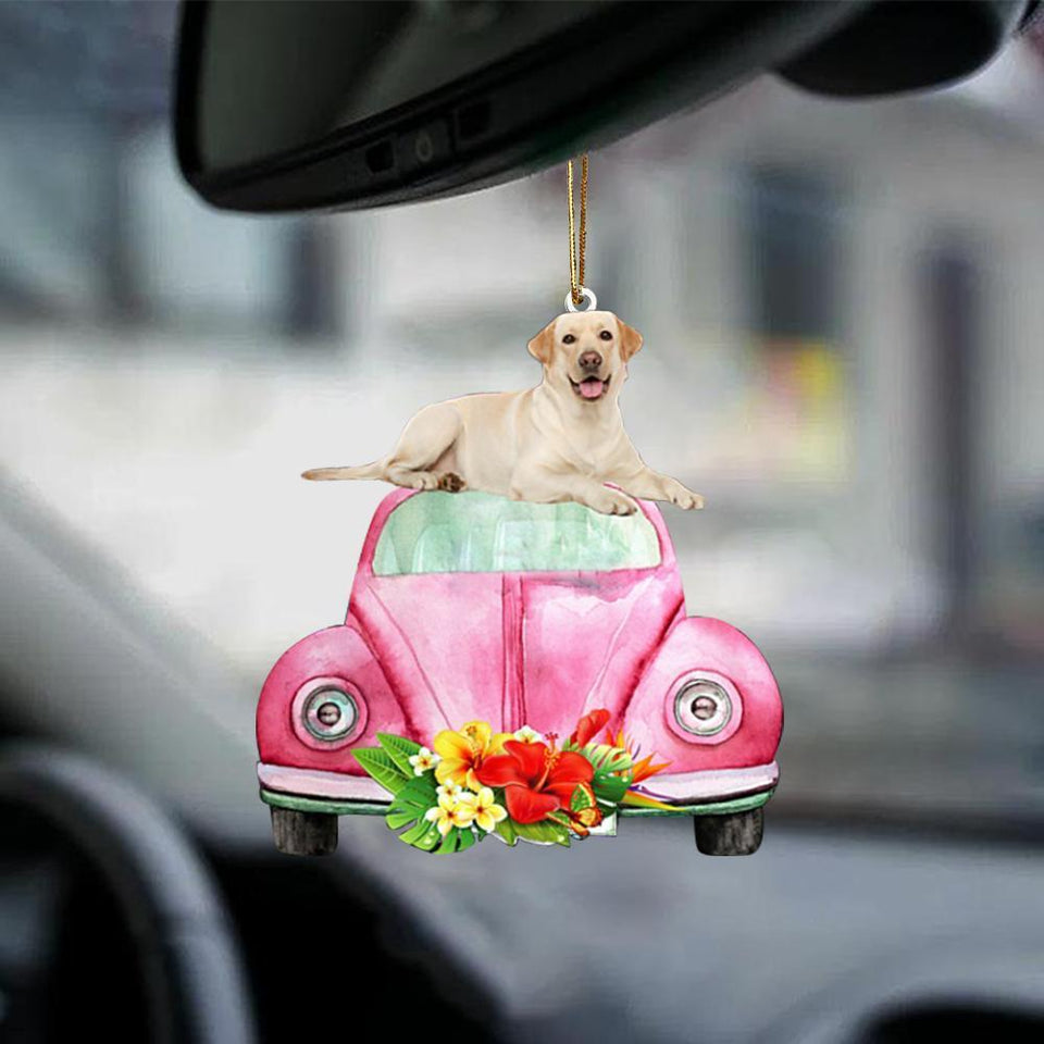 Labrador Retriever-Pink Hippie Car-Two Sided Ornament