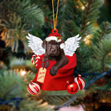 Labrador Retriever Angel Gift From Santa Christmas Ornament, Dog Flat Acrylic Ornament