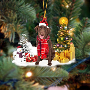 Godmerch- Ornament- Chocolate Labrador Retriever Christmas Ornament Dog Ornament, Car Ornament, Christmas Ornament