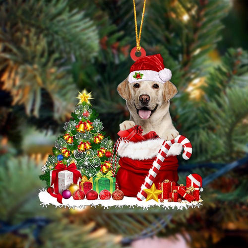 Godmerch- Ornament- Labrador Retriever Gift Bag Merry Christmas Ornament Dog Ornament, Car Ornament, Christmas Ornament