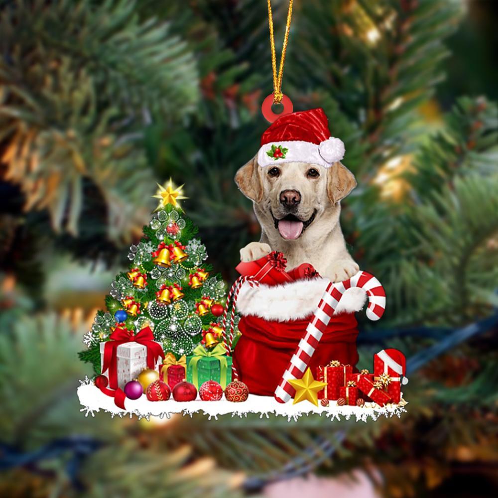 Godmerch- Ornament- Labrador Retriever Gift Bag Merry Christmas Ornament Dog Ornament, Car Ornament, Christmas Ornament