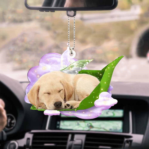 Labrador Retriever Sleep On Fallen Leaves Car Hanging Ornaments, Car Decor Accessories For Dog Lovers