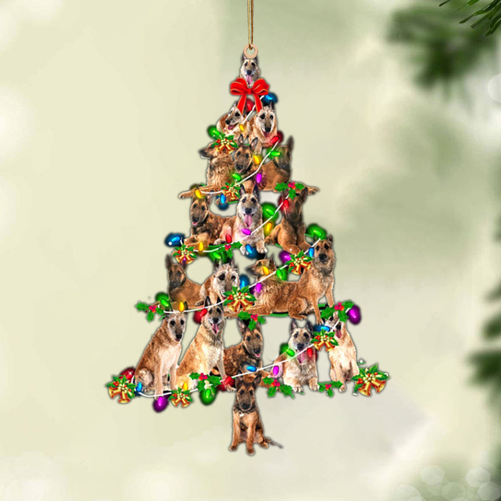Ornament- Laekenois Dog-Christmas Tree Lights-Two Sided Ornament, Happy Christmas Ornament, Car Ornament