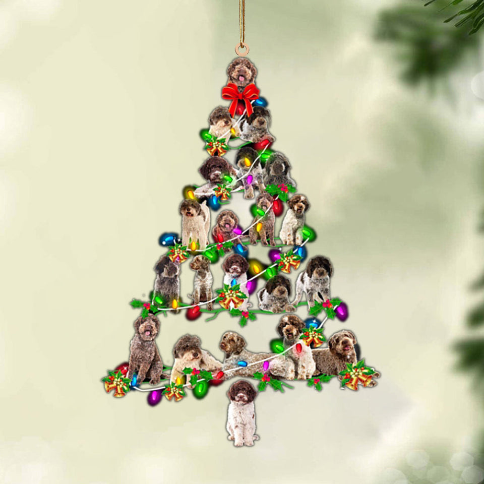 Ornament- Lagotto Romagnolo-Christmas Tree Lights-Two Sided Ornament, Happy Christmas Ornament, Car Ornament