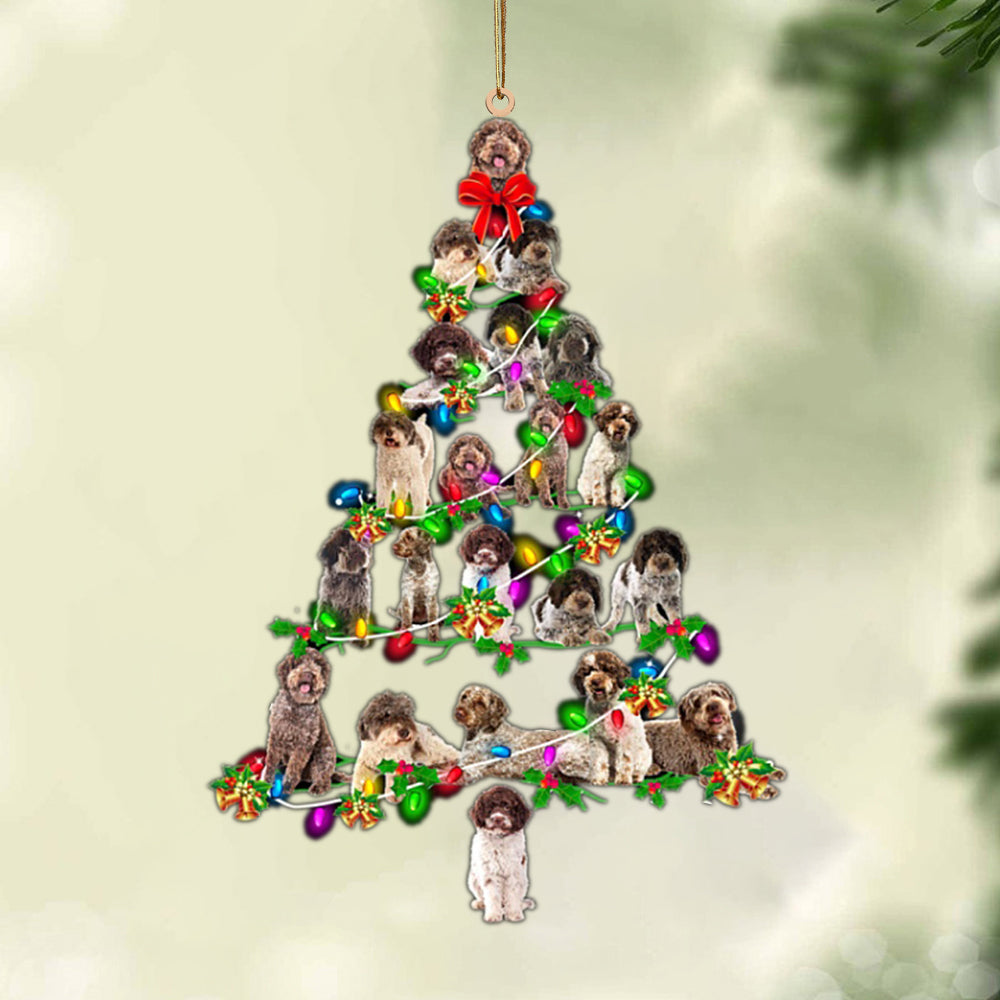 Ornament- Lagotto Romagnolo-Christmas Tree Lights-Two Sided Ornament, Happy Christmas Ornament, Car Ornament