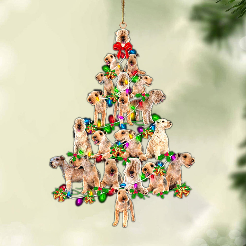 Ornament- Lakeland Terrier-Christmas Tree Lights-Two Sided Ornament, Happy Christmas Ornament, Car Ornament