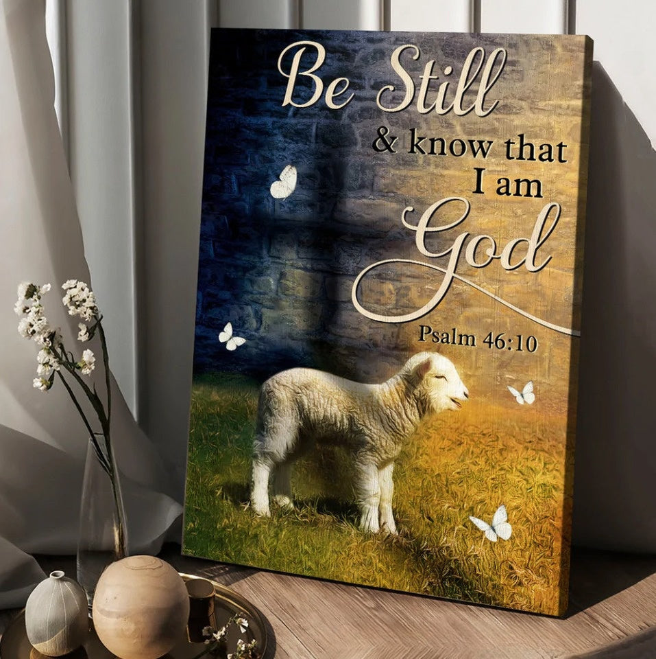 Lamb of God Cross Be still and know that I am God - Matte Canvas